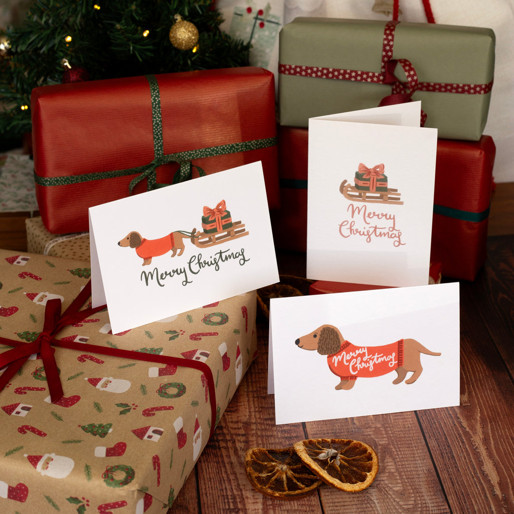 Sausage Dog Christmas Card Set
