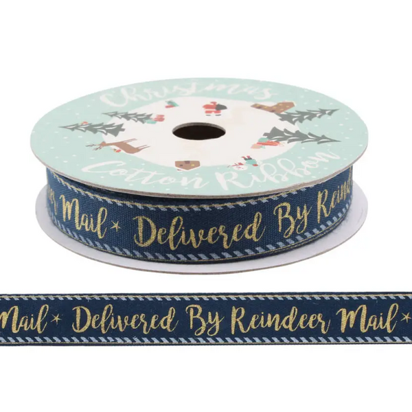 Navy Reindeer Ribbon