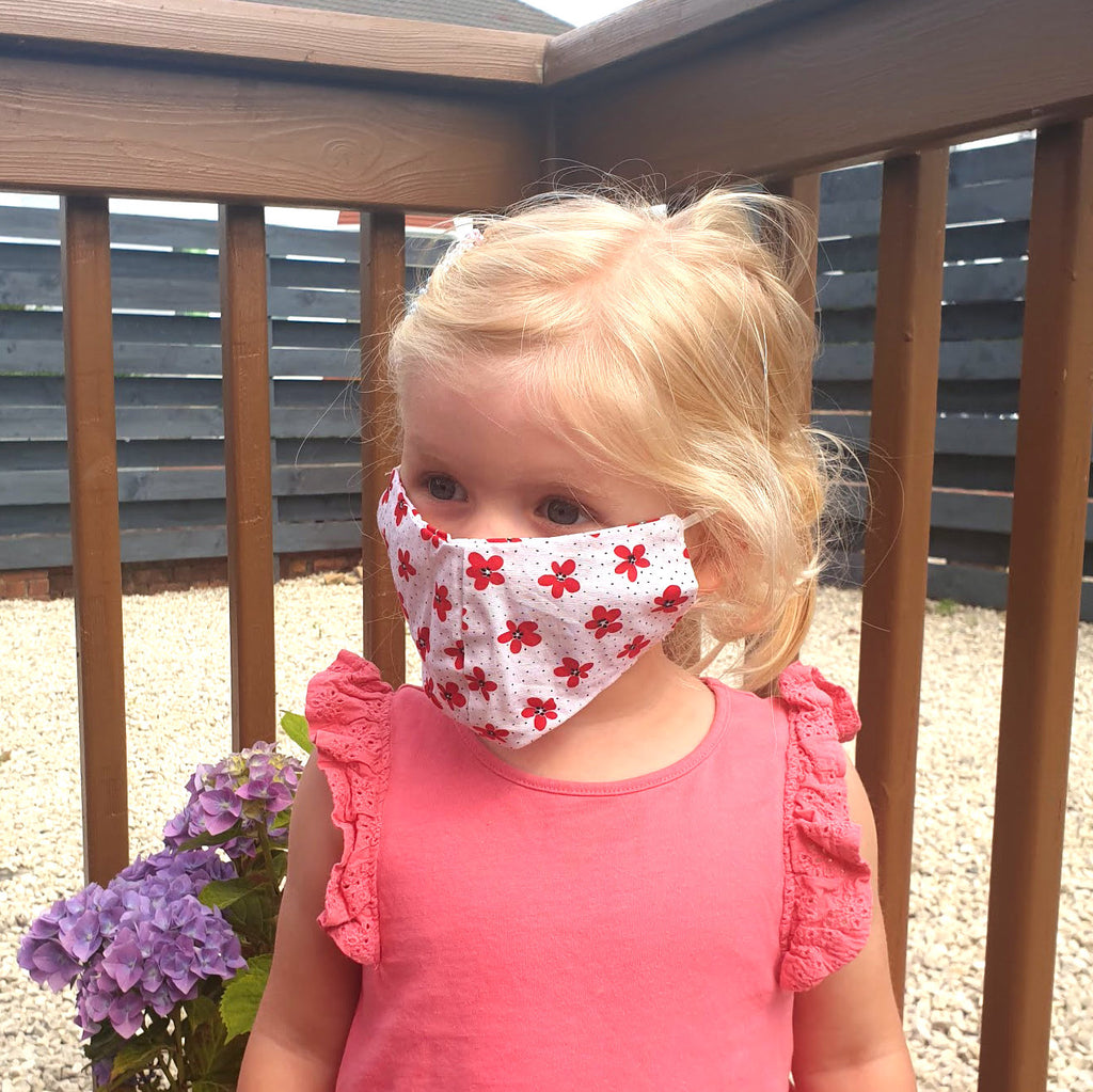 red flower kids face mask