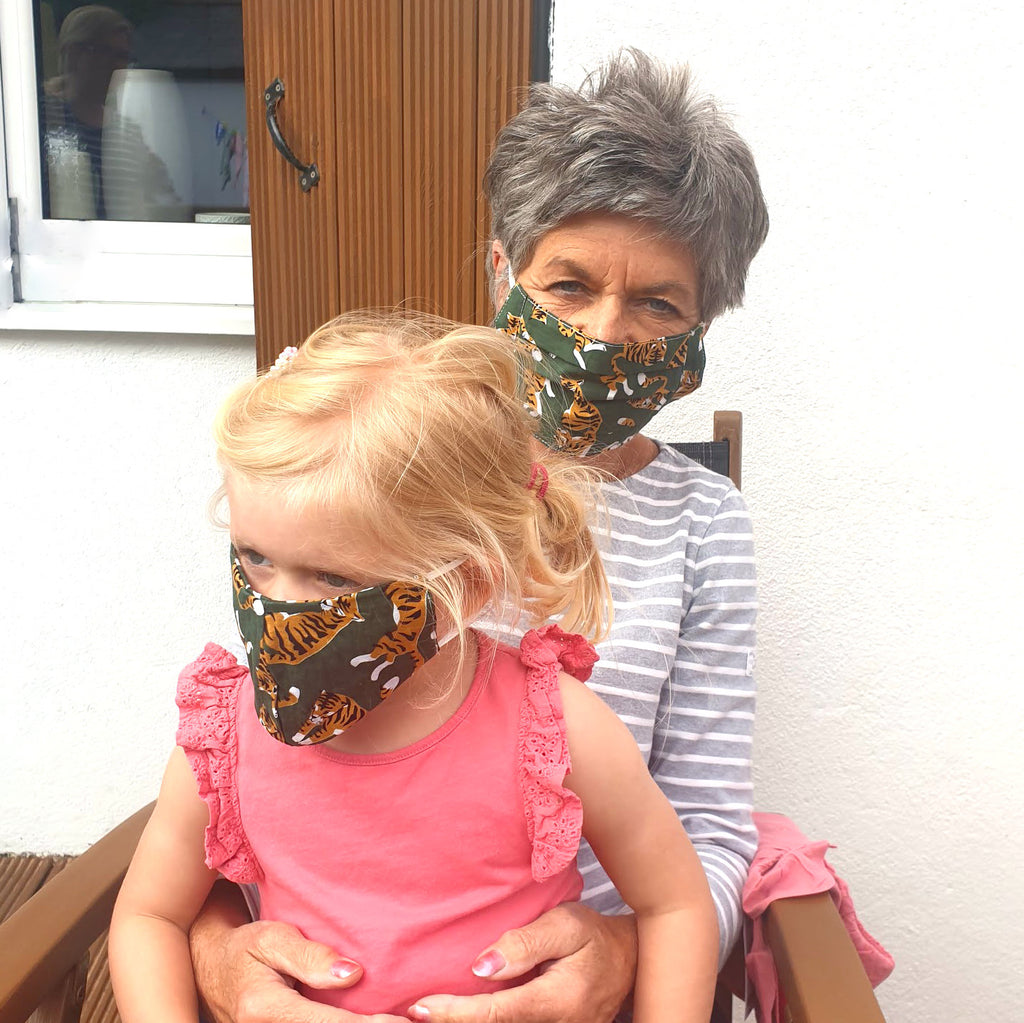 green tiger kids face mask