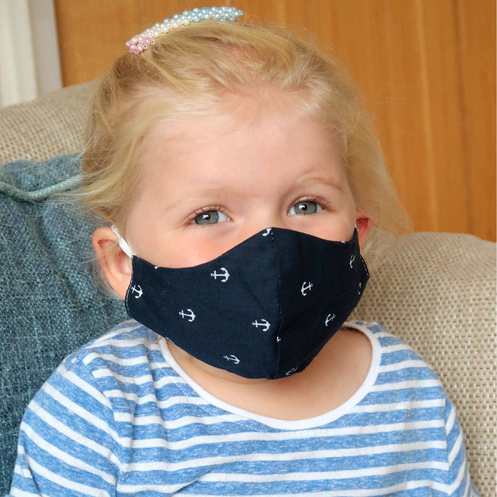 navy anchor kids face mask