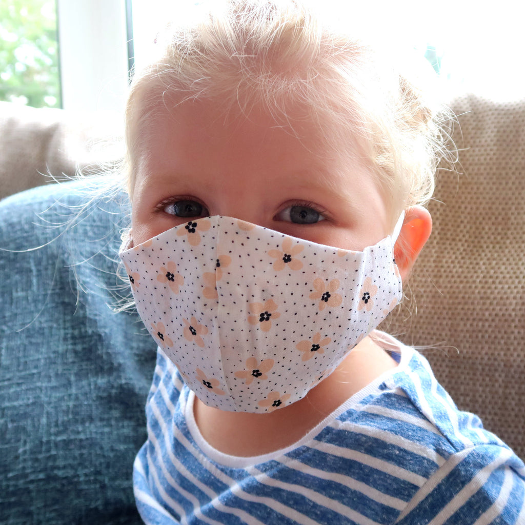 peach flower kids face mask