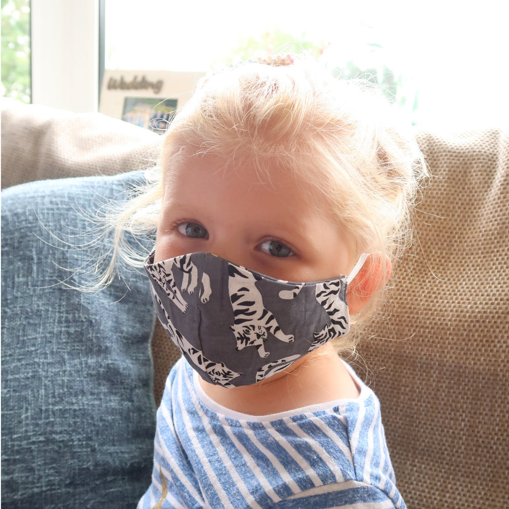 grey tiger kids face mask
