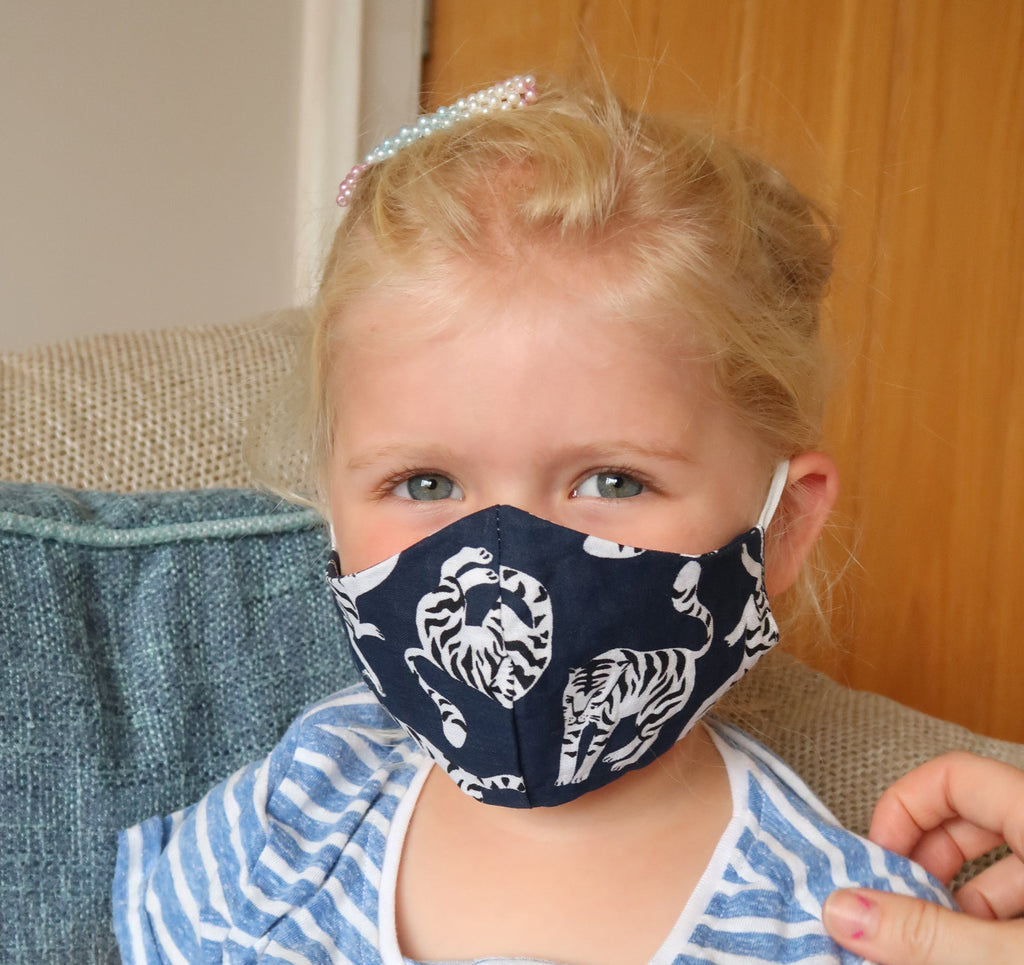 navy tiger kids face mask