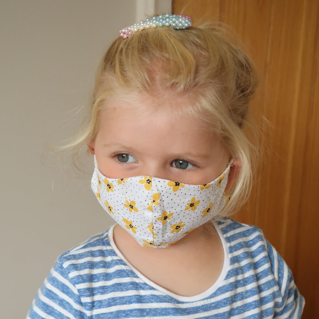 yellow flower kids face mask