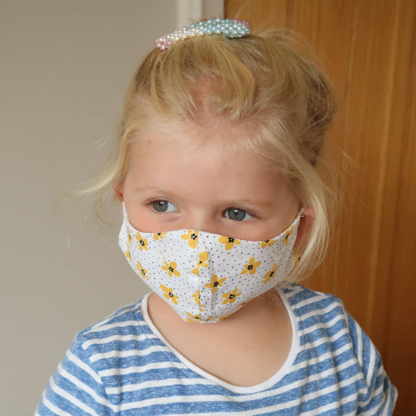 yellow flower kids face mask