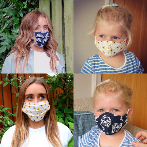 lady and girl model colourful face masks