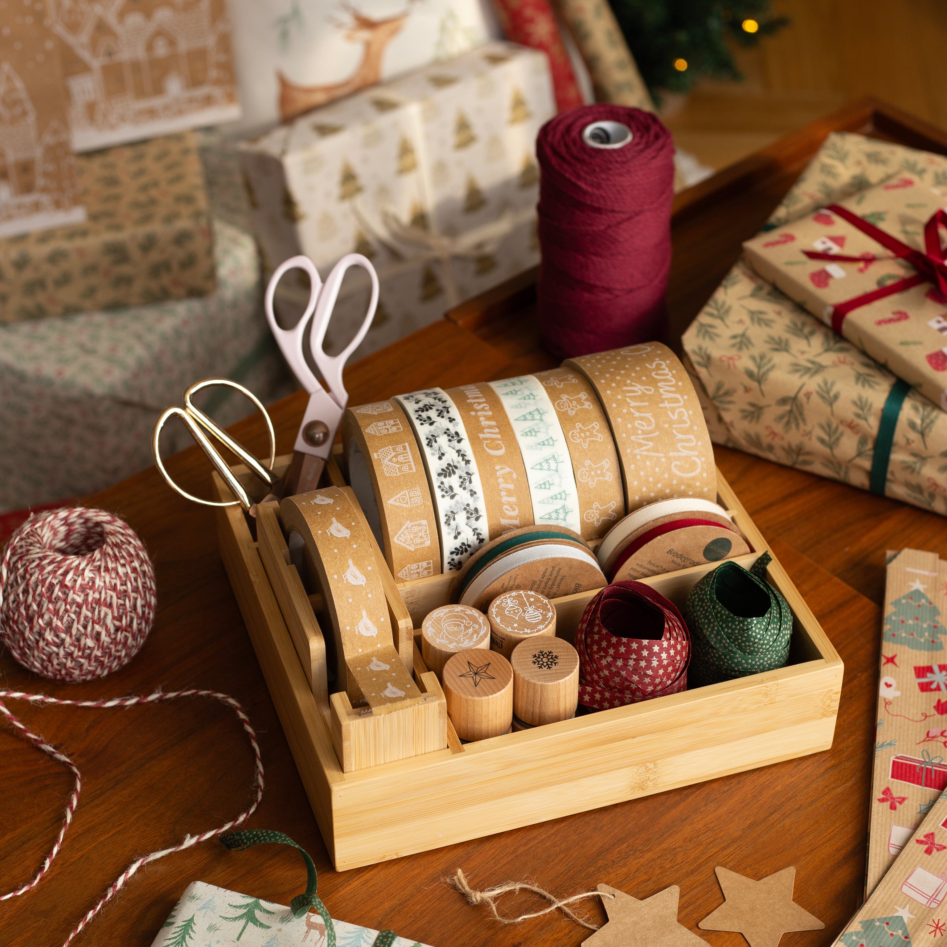 Bamboo Desk Organiser, Gift Wrapping and Crafting Base – Cascayde