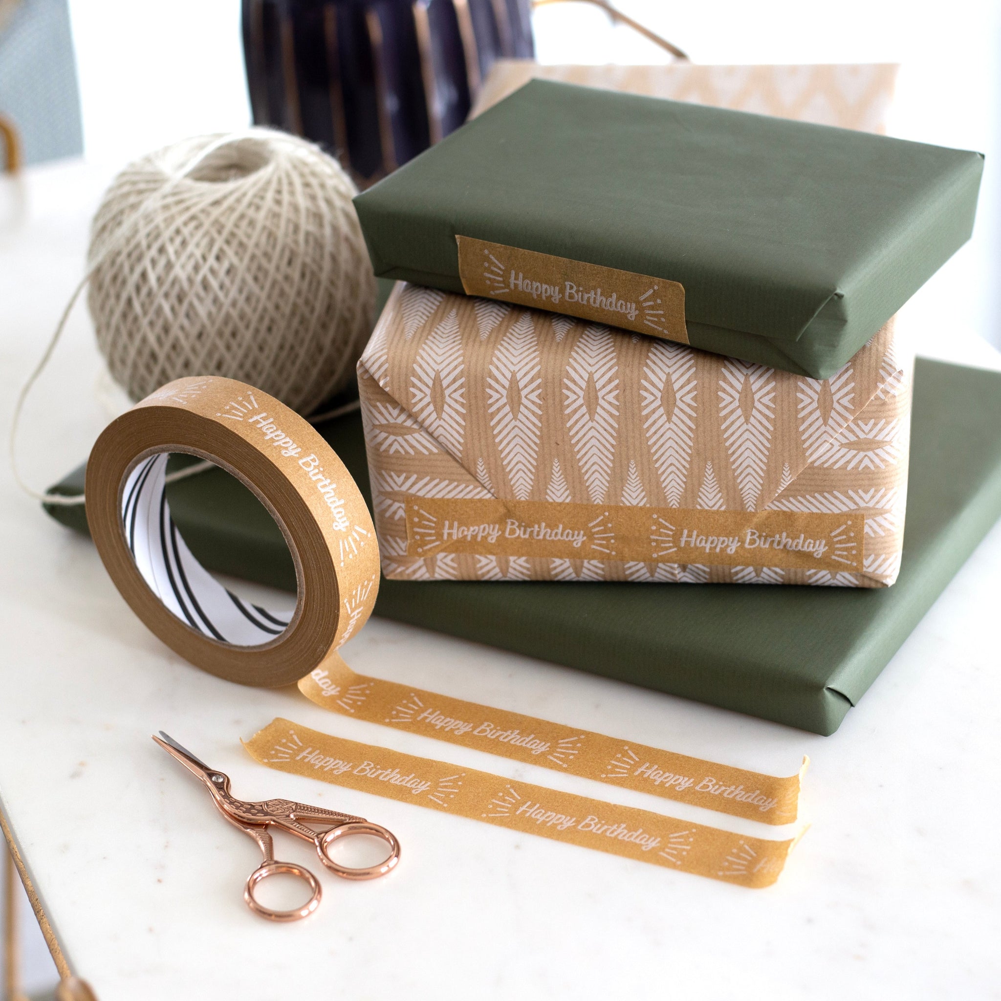 50m Paper Tape Happy Birthday (24mm wide) Cascayde