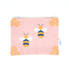 pink bee design zip bag