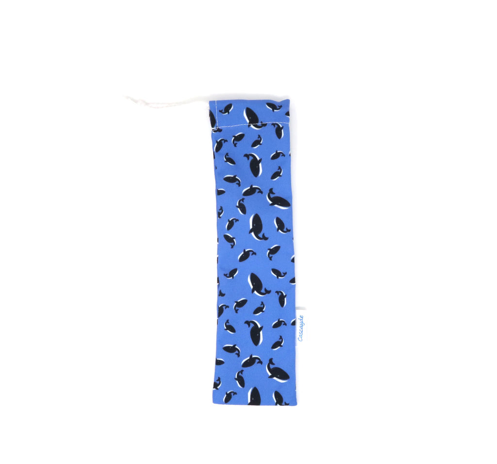 blue whale design cutlery or straw bag